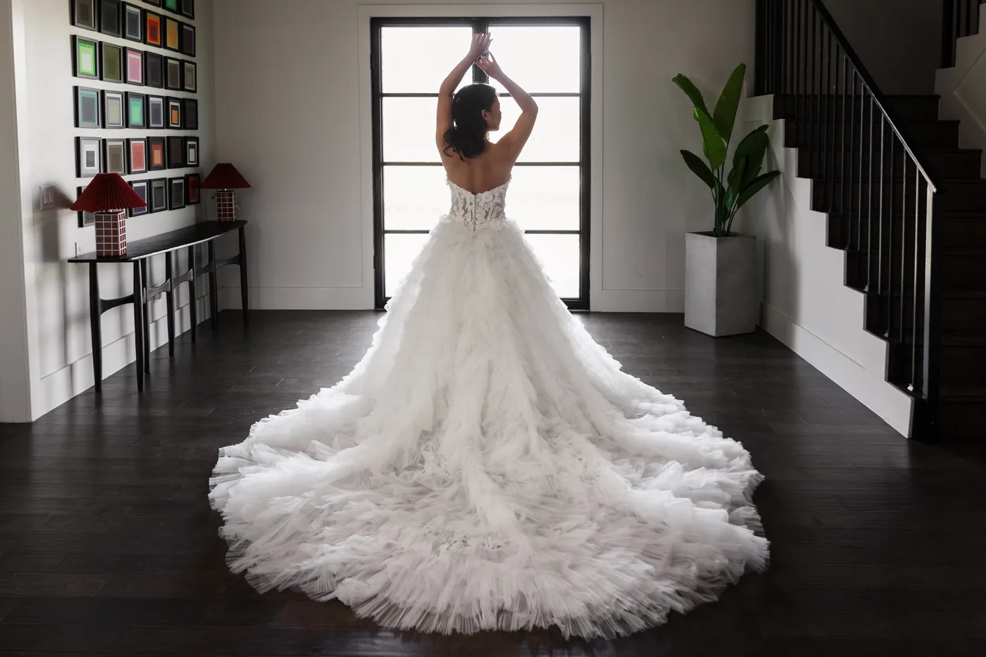 Bride silhouette in entryway at The Penrose House luxury micro wedding venue