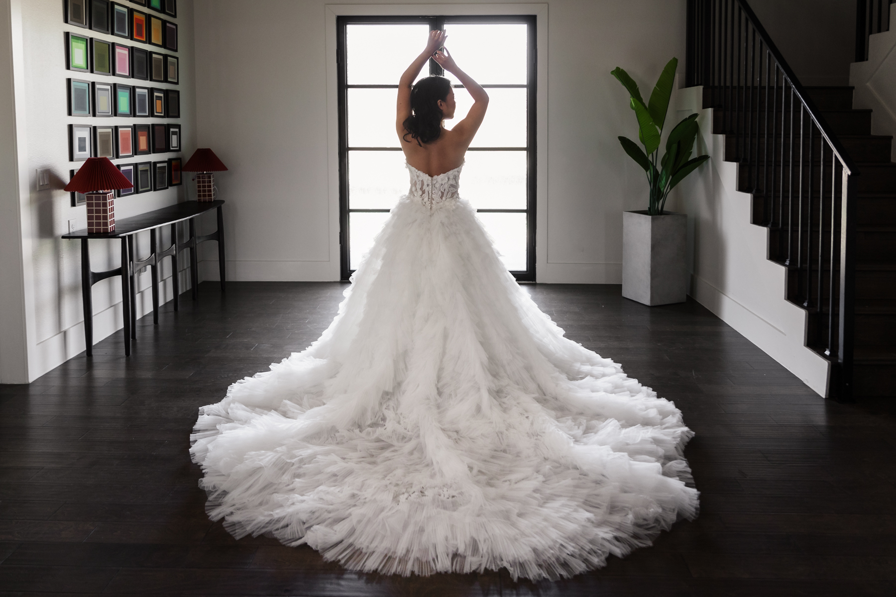 Bride silhouette in entryway at The Penrose House luxury micro wedding venue
