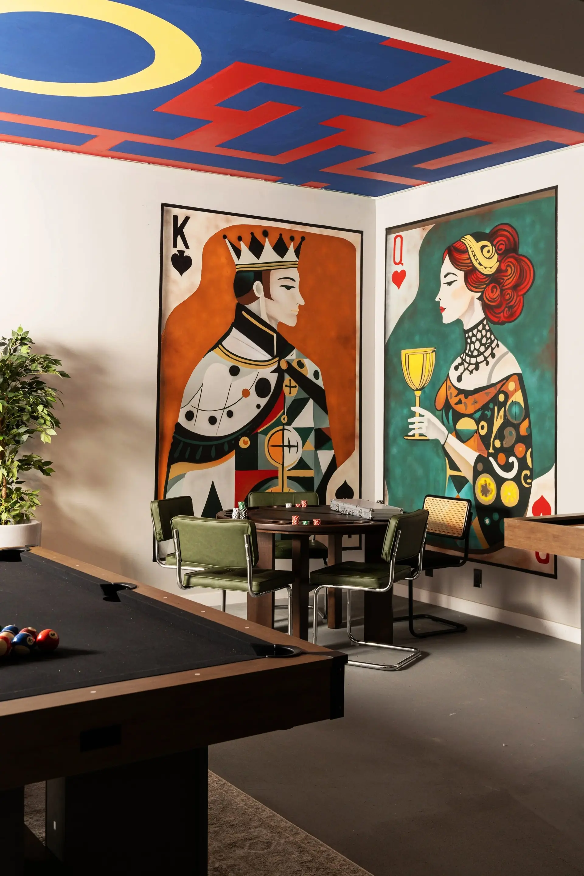 Game room with pool table and poker area at The Penrose House
