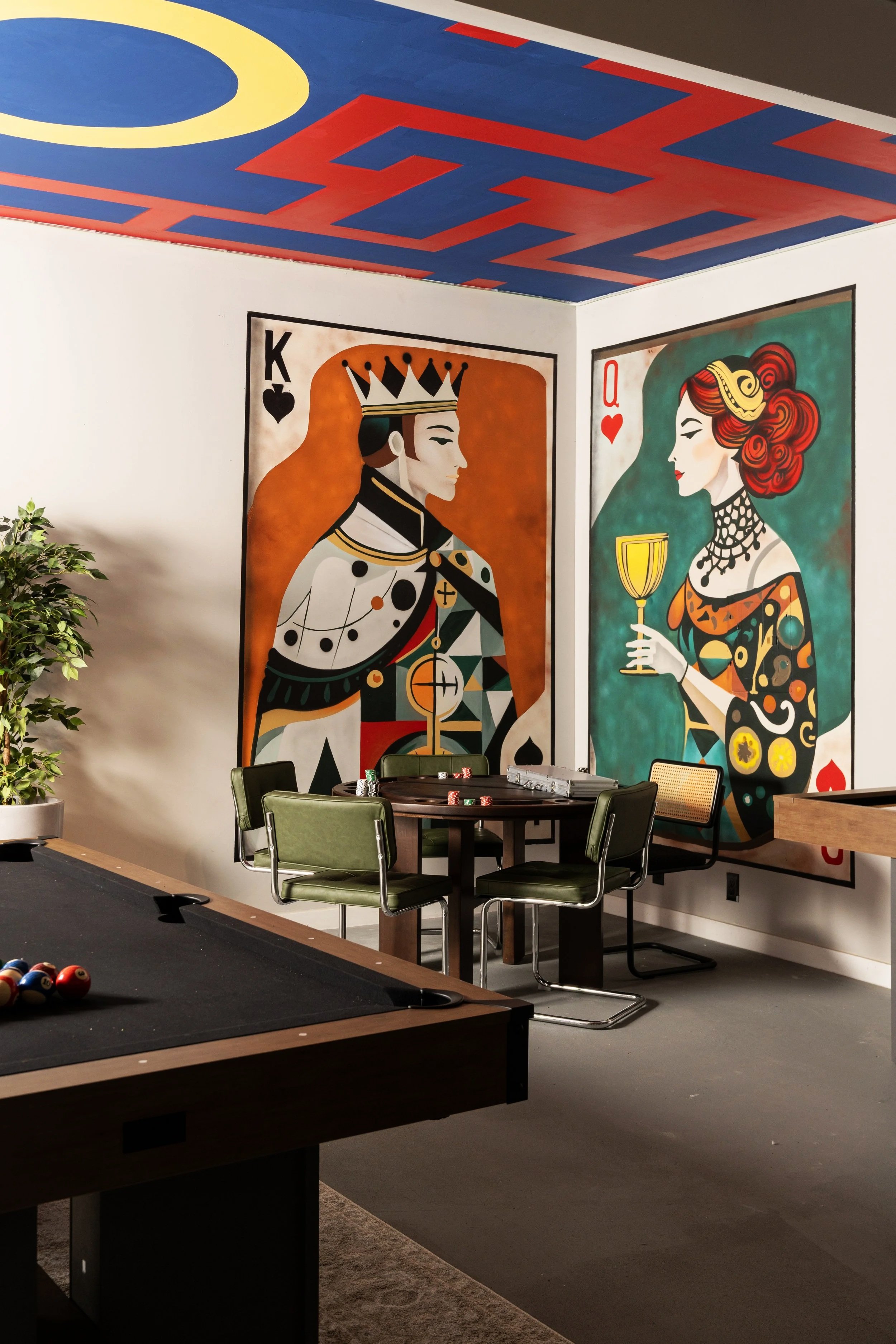 Pool table and game room at The Penrose House